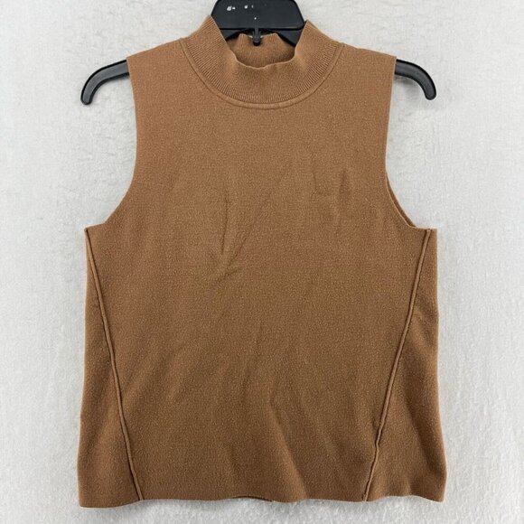Banana Republic Tops - Banana Republic Tank Top Women M Brown Sleeveless Knit Mock Minimalist Preppy